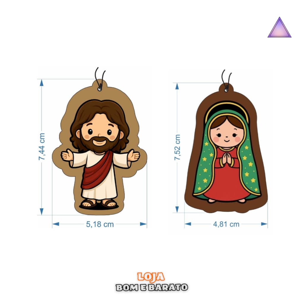 Combo Divino: Kit 4, 10 ou 15 UNIDADES Cheirinhos de Carro Jesus & Maria SORTIDOS –Aromatizante veicular