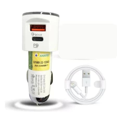 Kit Carregador Veícular Carro Turbo Entrada USB E PD A'GOLD CJ06-1 40W TIPO C