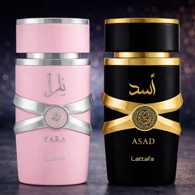 Perfumes Árabes Lattafa Asad Masculino e Yara Feminino Importados Alta Fixação Longa Duração