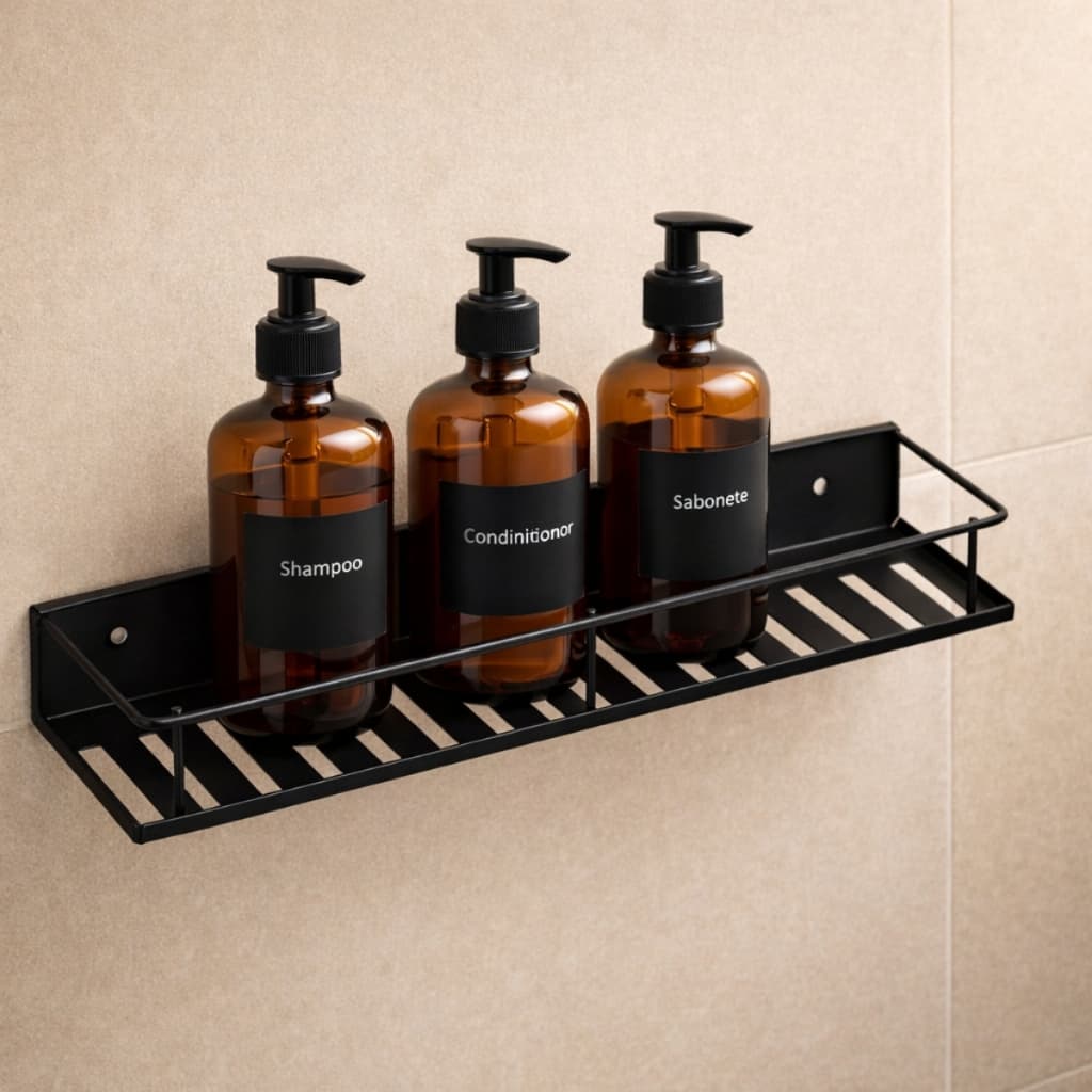 Suporte Porta Shampoo Sabonete de Parede Prateleira para Banheiro em Aço Porta Tempero e Condimentos