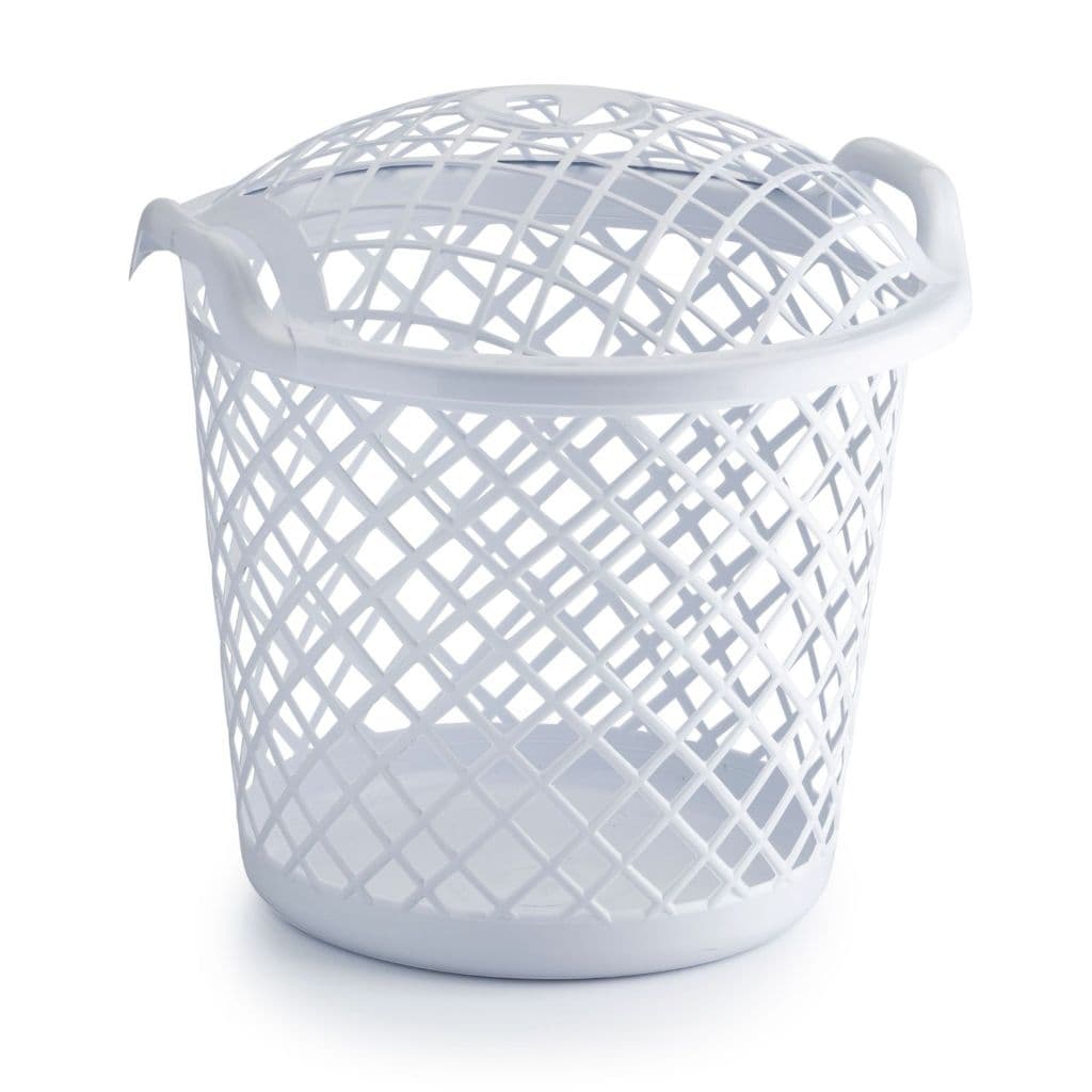 Cesto Plastico Roupa Suja Telado 30 Litros Tampa Alça Ressistentes Banheiro Preto Cinza Branco