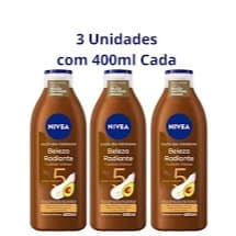 Nivea Kit com 03 Hidratantes 400 ml Beleza Radiante Cuidado Intenso Óleo e Vitaminas