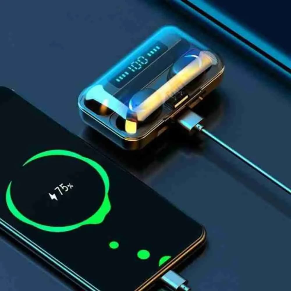 Fone Bluetooth Sem Fio TWS com Power Bank Display LED Cancelamento de Ruído Bluetooth 5.3 F9-5