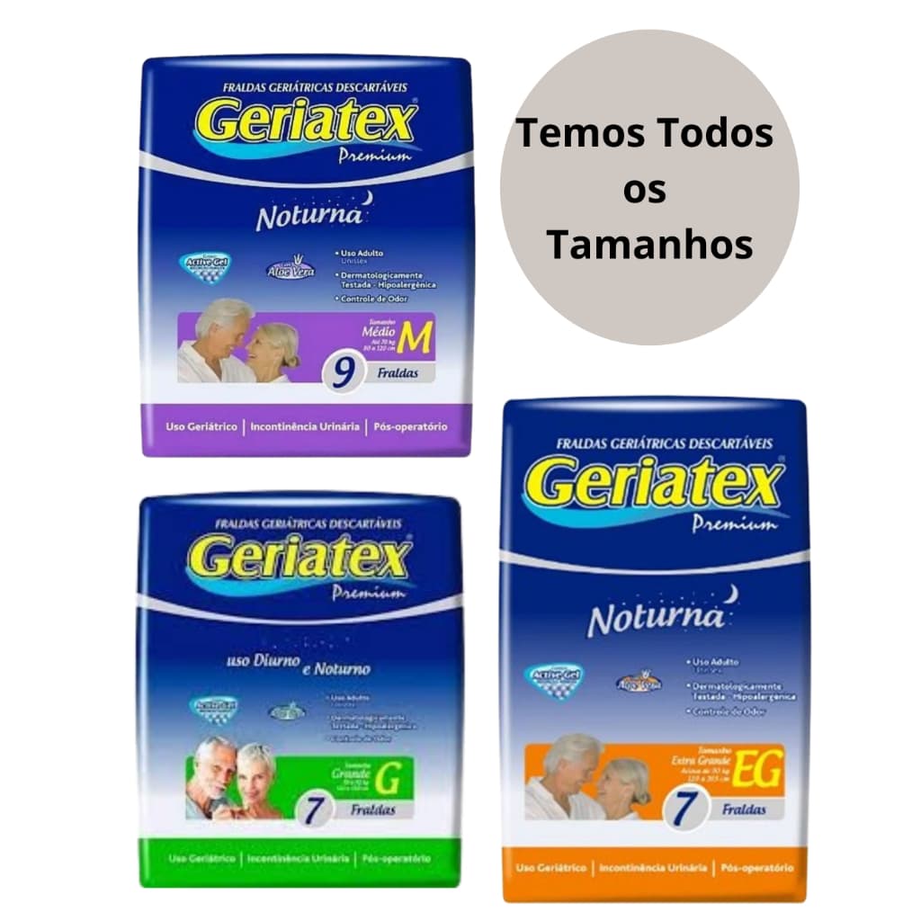 Fralda Geriátrica Descartável Geriatex Premium Noturna Vários Tamanhos M G E EG