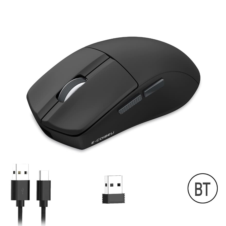 COIBEU Mouse Gamer Sem Fio 50g, 10000 DPI, Bluetooth/2.4G/Cabo Bateria 72h Preto