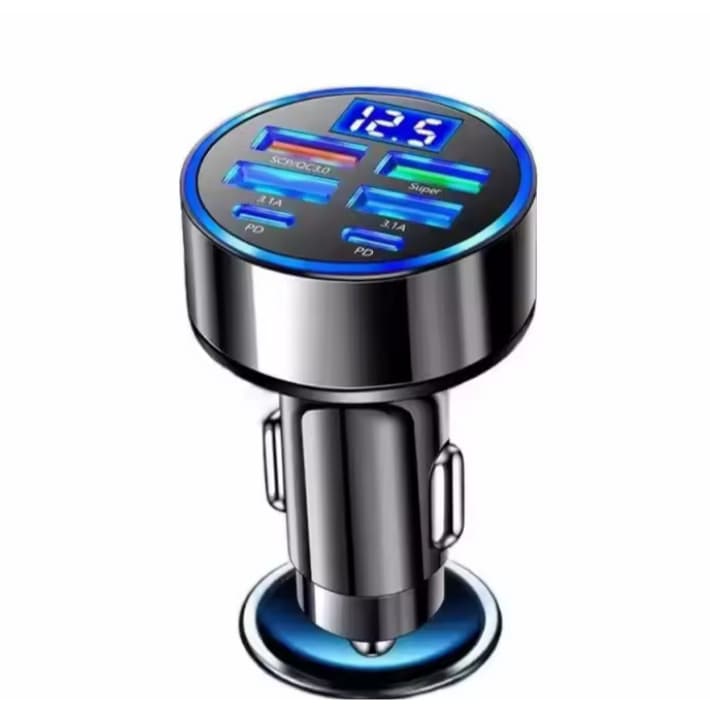 Carregador Veicular Turbo 5portas Usb Led Carga Rápida Qc3.0 Carregador - 4usb 1 Tipoc
