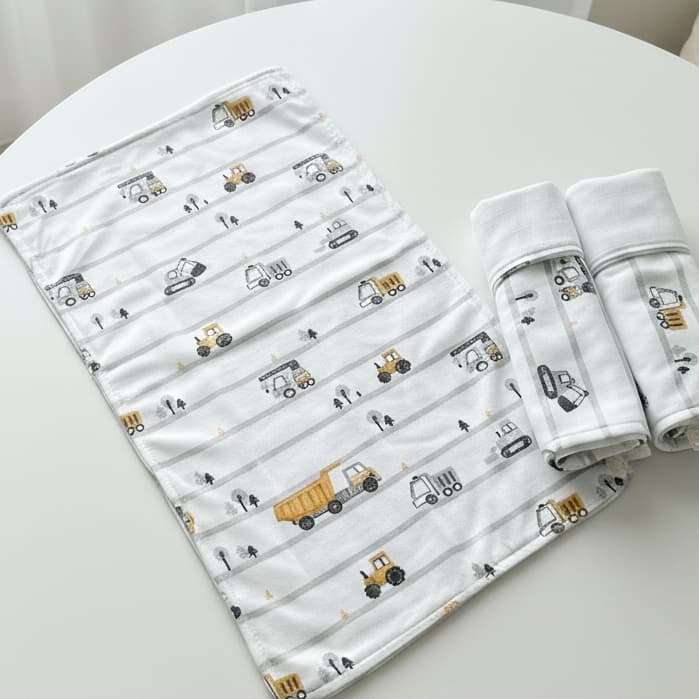 Kit Trio Fraldas Recém Nascido Menino Bebê Pano de Boca Trator 100% Algodão Kit Luxo