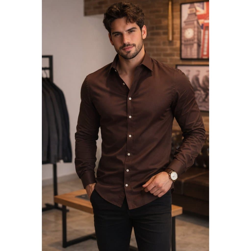 Camisa Social Masculina Manga Longa Lisa De Botão Modelagem Slim Fit Envio Rapido