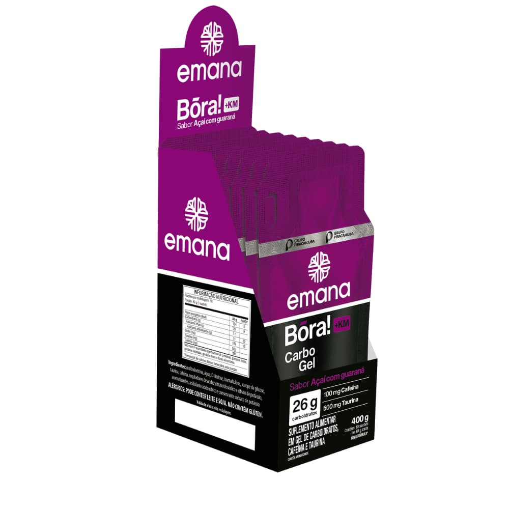 Emana Gel Energético +KM Açaí com Guaraná - Kit 10 Unidades