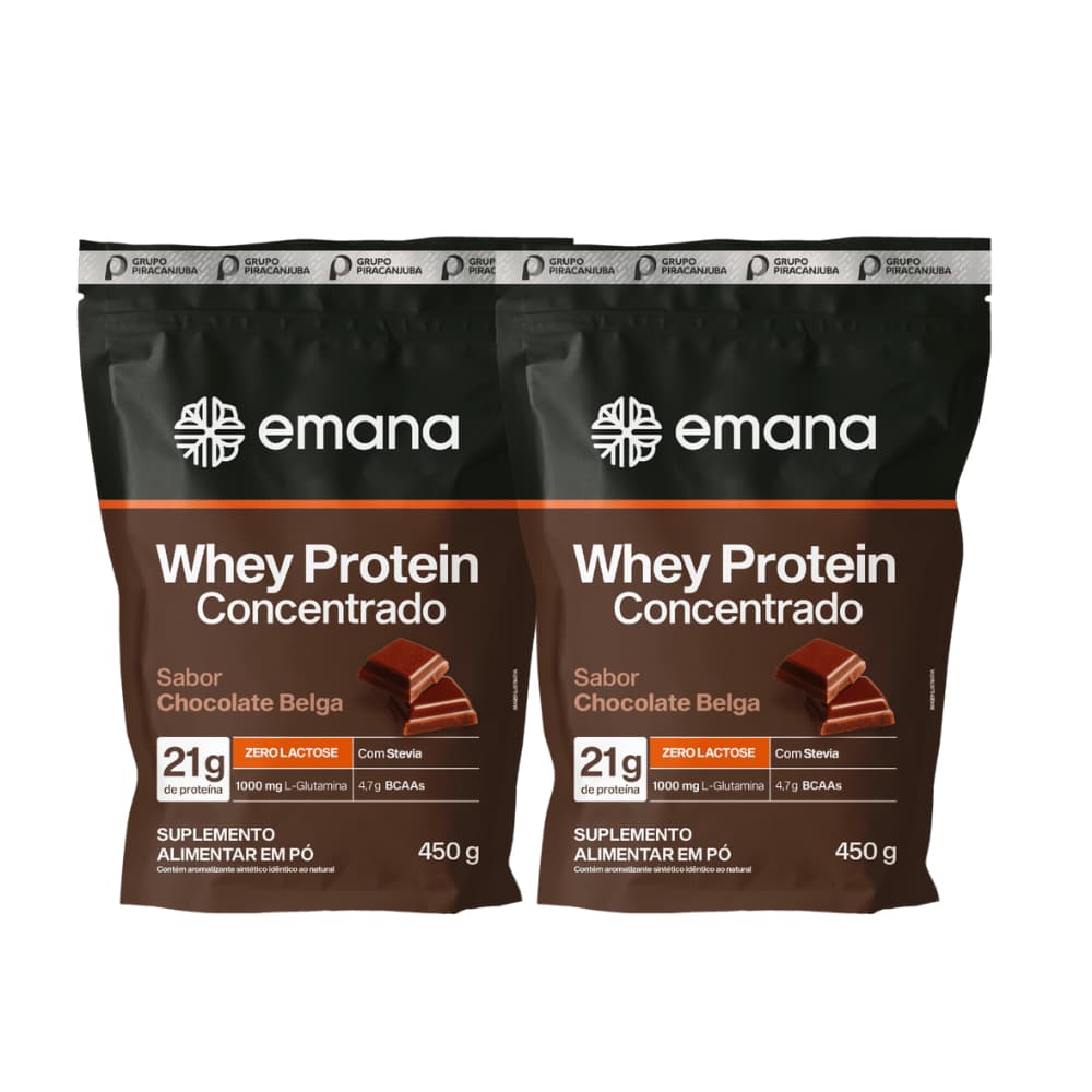 Emana Kit 2 Whey Protein Concentrado Chocolate Belga 450g