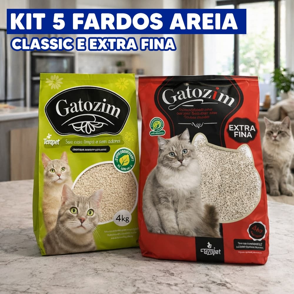 Kit 5 Areia Sanitária Higiênica Gatozim Pacotes De 4kg Cada