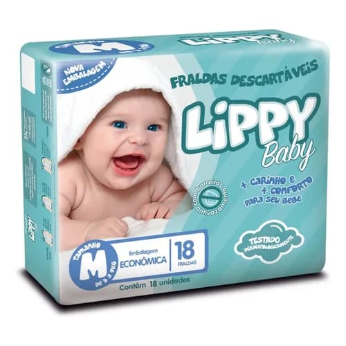 FRALDA INFANTIL PACOTE COM 18 TIRAS LIPPY BABY - M