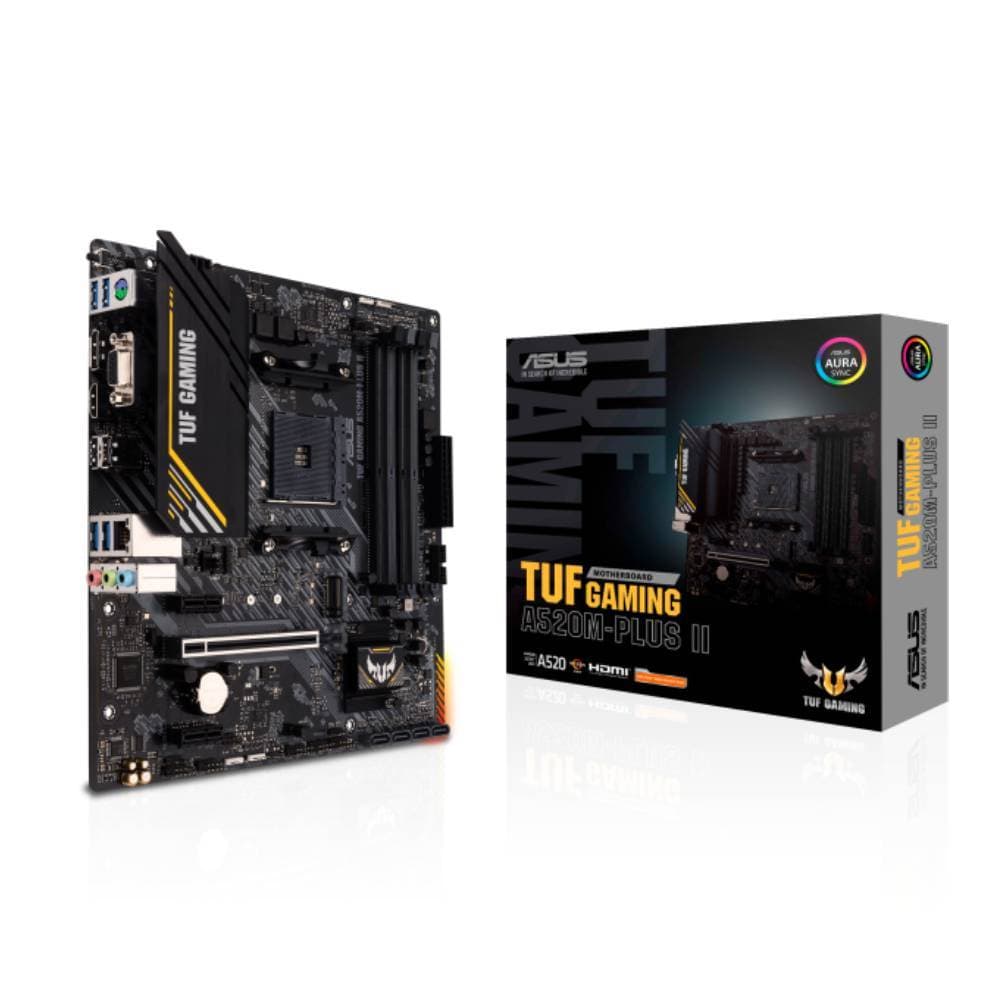 Placa Mãe Asus TUF GAMING A520M-PLUS II AM4 4xDDR4 Chipset AMD A520 mATX