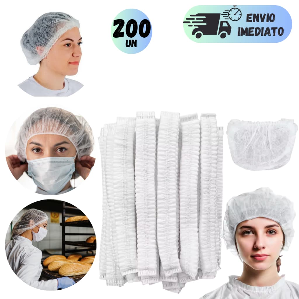 KIT 100 OU 200 TOUCA BRANCA DE TNT SANFONADA  COM ELASTICO PARA PARA ESTETICA COZINHA MANICURE HOSPITAL MULTIUSO