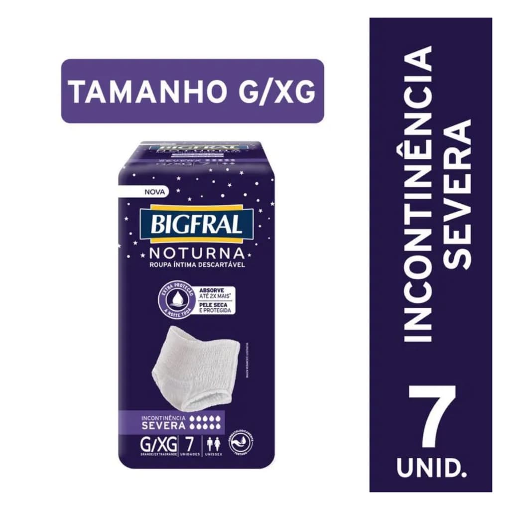 Fralda Bigfral Roupa Intima Noturna G/xg 7 Un Adulto
