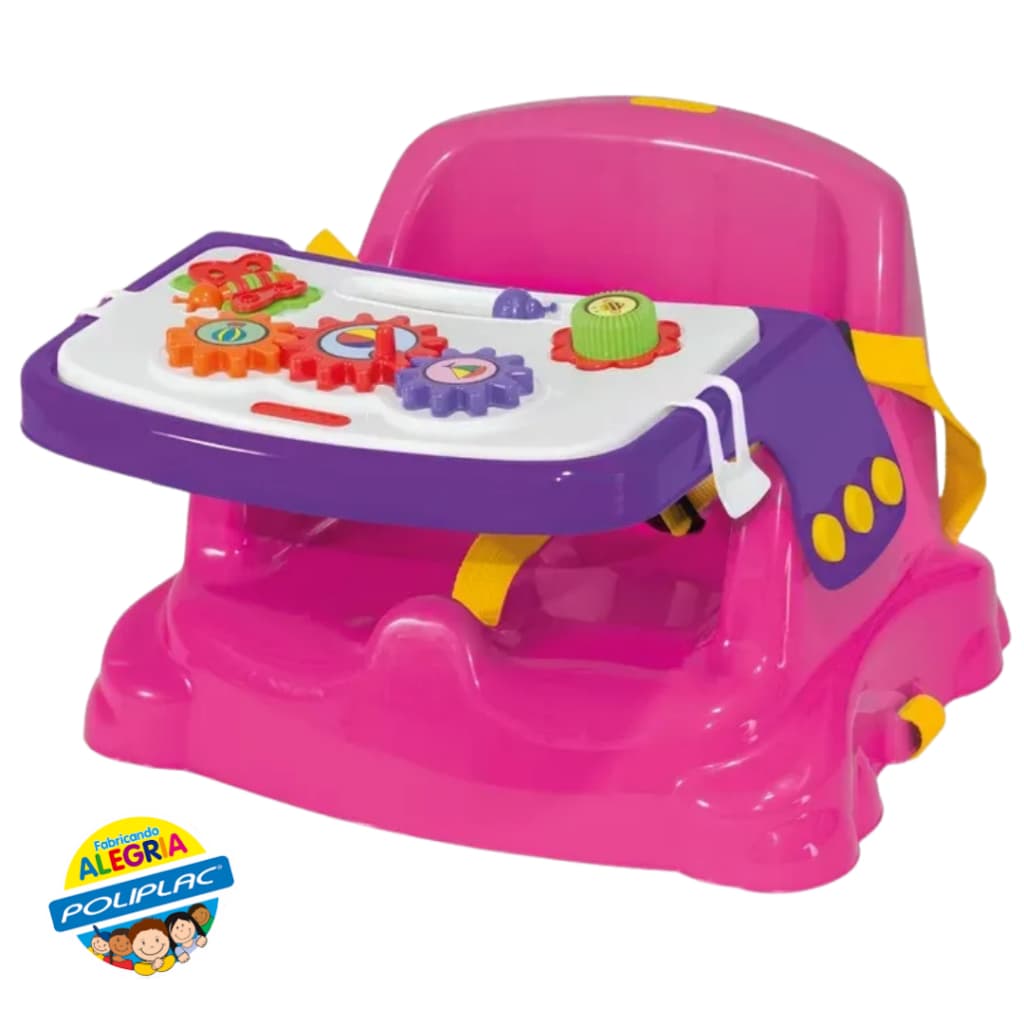 Cadeira Infantil Didática Rosa para Brincar e Alimentar - 2 em 1 Brincar e Alimentar sua neném