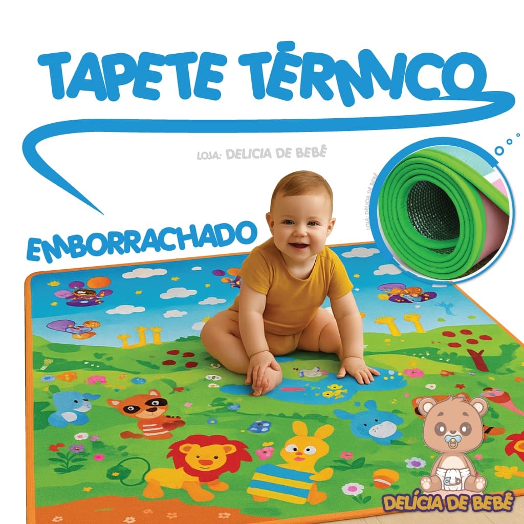 TAPETE ATIVIDADES P/ BEBÊ TÉRMICO ATIVIDADE EDUCATIVA IMPERMEÁVEL DOBRÁVEL 1.20X90 TATAME