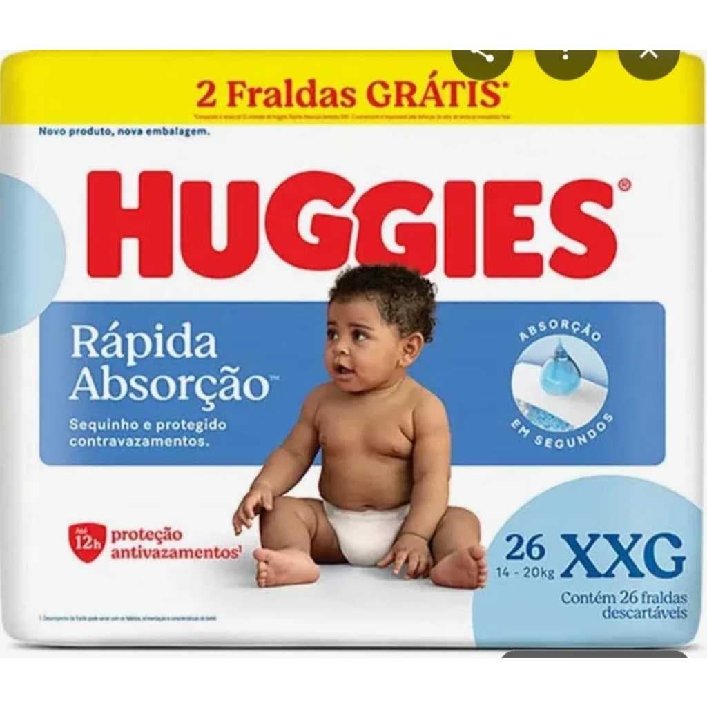 Fralda descartável Huggies Absorção Rápida Tamanho XXG 26 fraldas Carinho 2