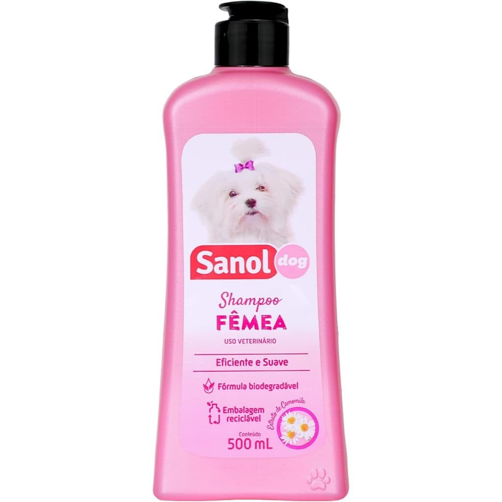 Sanol Dog - Shampoo de pêlos para cães e gatos - Fêmea 500ml / Rosa