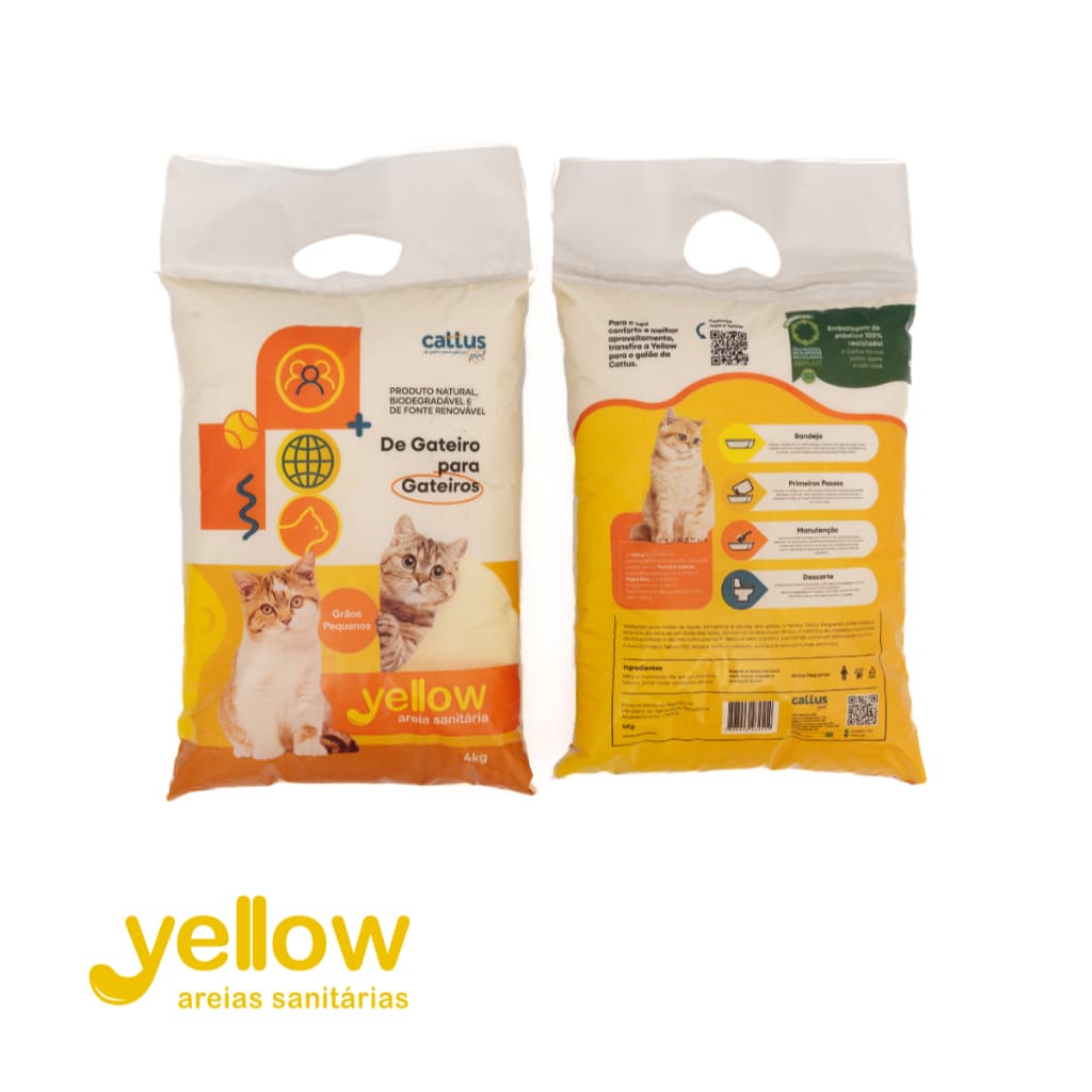 Areia Sanitária Yellow Refil 4kg – Sustentabilidade e Alta Performance