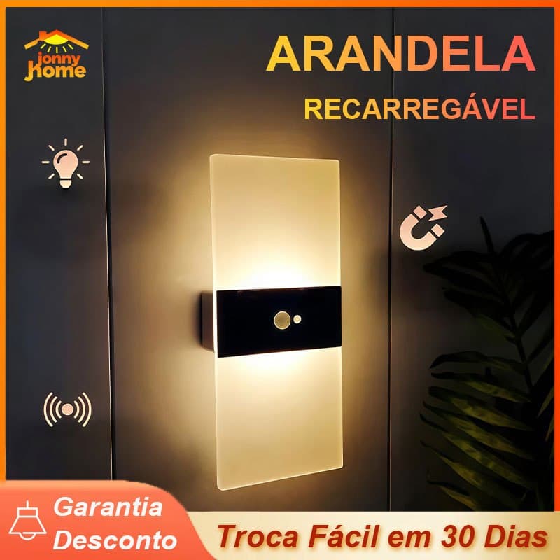 Luminária Arandela De Parede Led Recarregável Sem Fio Com Sensor De Movimento Para Quarto Escadas Sala
