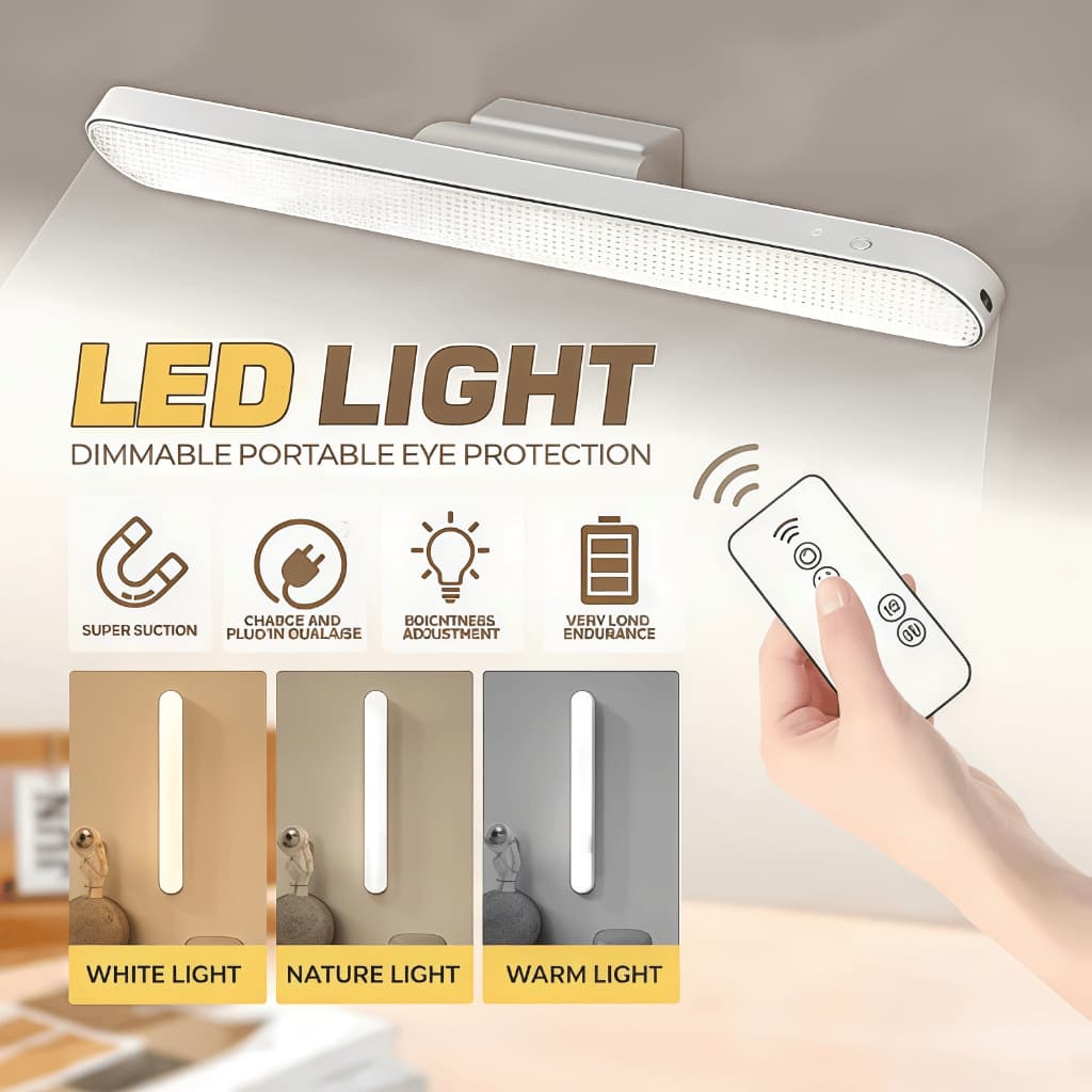 Luminária De Led Sobrepor Bastão Recarregável Sem Fio Com Suporte Magnético E Touch 3 cores com Controle Remoto 32CM