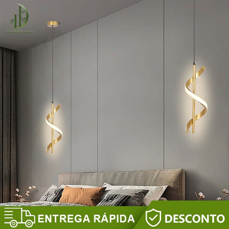 Lustre Pendente Luminária de Teto Led Pendente Lustre Espiral Branco Quente Iluminação Led
