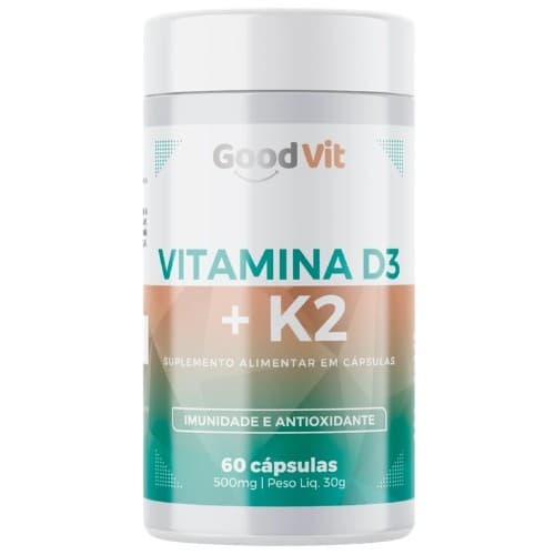 VITAMINA D3 + K2 MENOQUINONA-7 GOODVIT SUPLEMENTO ALIMENTAR C/60 CÁPSULAS