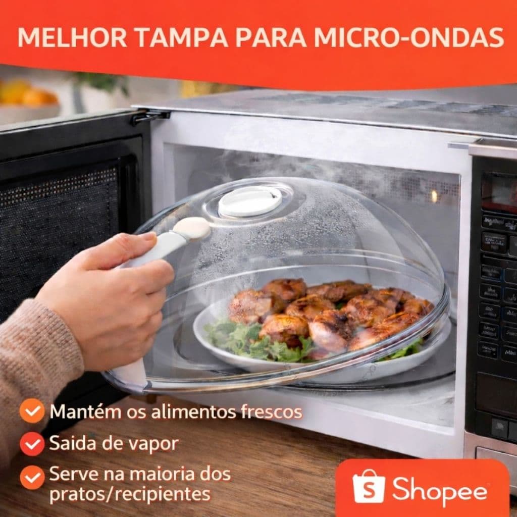 Tampa para Microondas Anti-Respingo Com Valvula de Vapor Livre de BPA