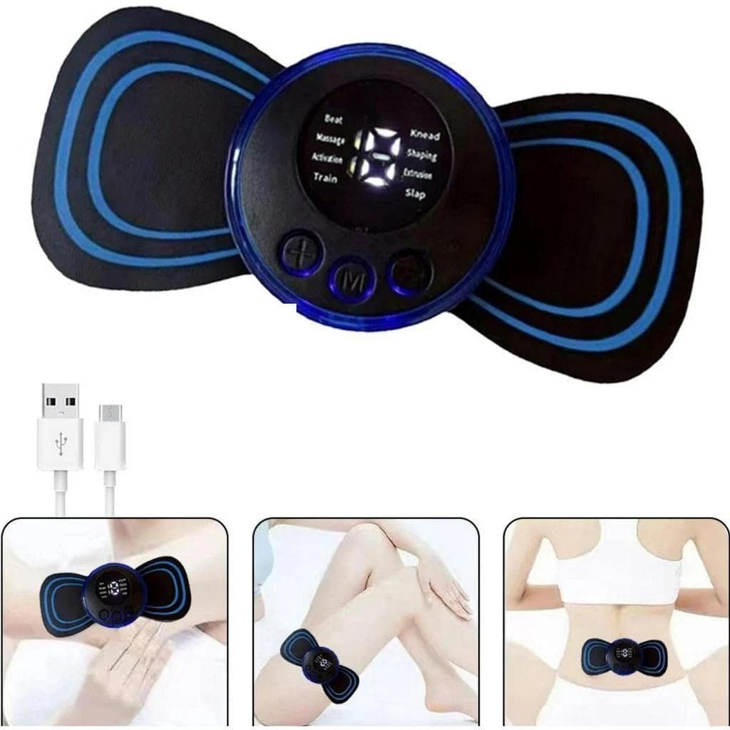 Kit 3 Massageadores Elétricos Portátil Recarregável USB, Estimulador Muscular com Display Digital
