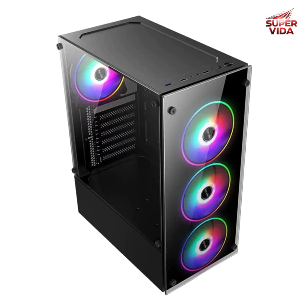 Gabinete Gamer ATX AGP-A31150C Com 4 Coolers RGB Suporte GPU 310mm 7 HDDs