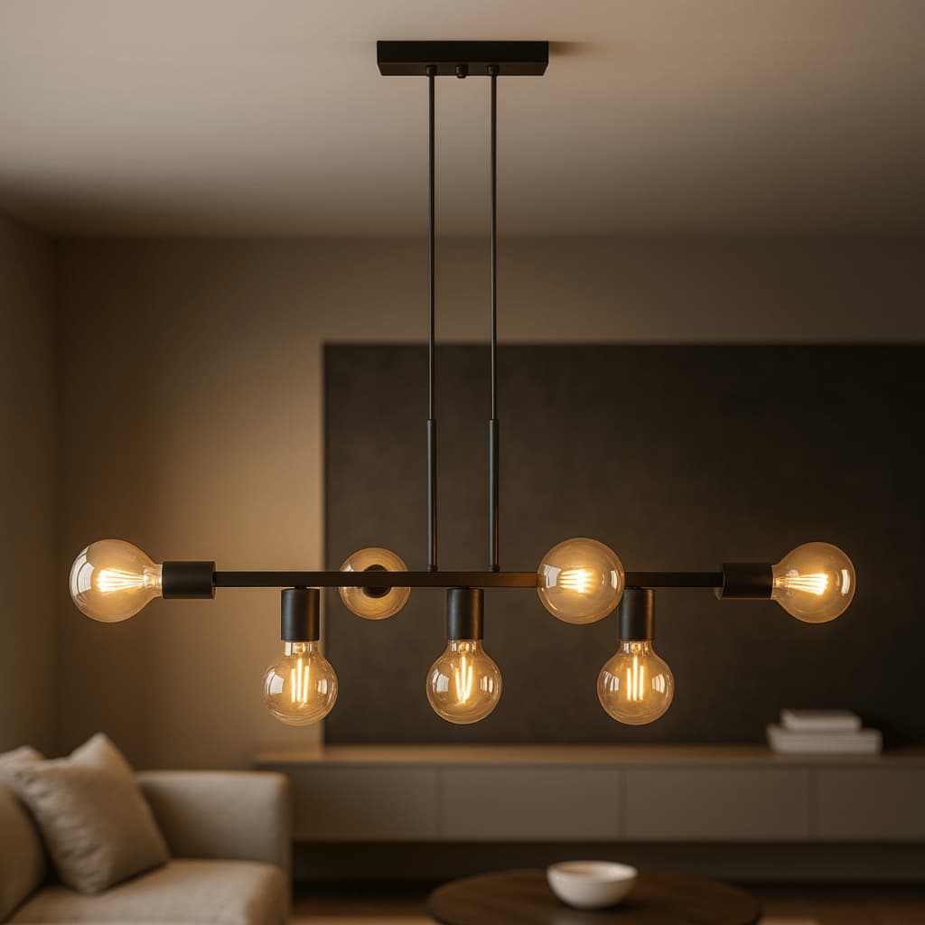 Luminária de teto Pendente Rubis para 7 Lâmpadas 68cm moderno industrial (Estilo Jabuticaba)