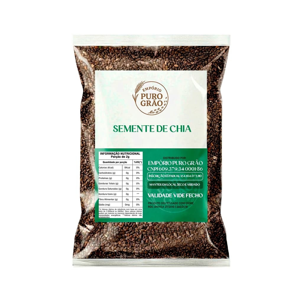 Semente de Chia Comercial Premium Alimentação Saudável Rico em Fibras Natural