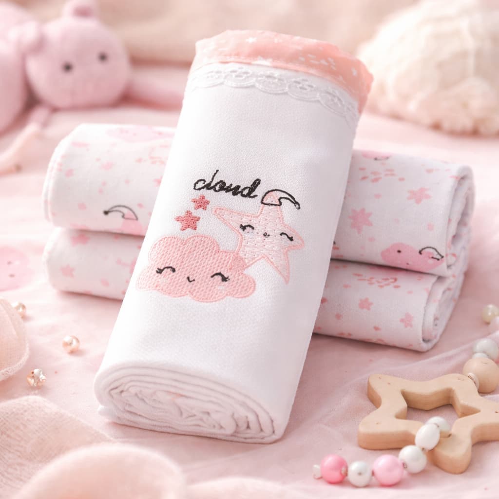 Kit 3 Cueiros Flanelados Bebê 80x80cm 100% Algodão Macio Manta Swaddle Recém-Nascido Enxoval Unissex