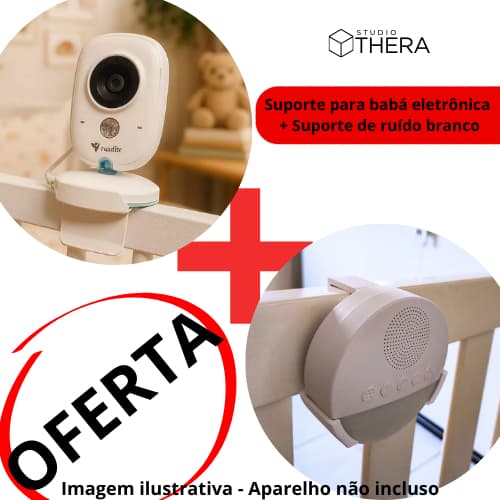 Suporte de Berço para Aparelho de Ruído Branco + Suporte de Babá Eletrônica para Berço Flexível VB603 COMBO OFERTA