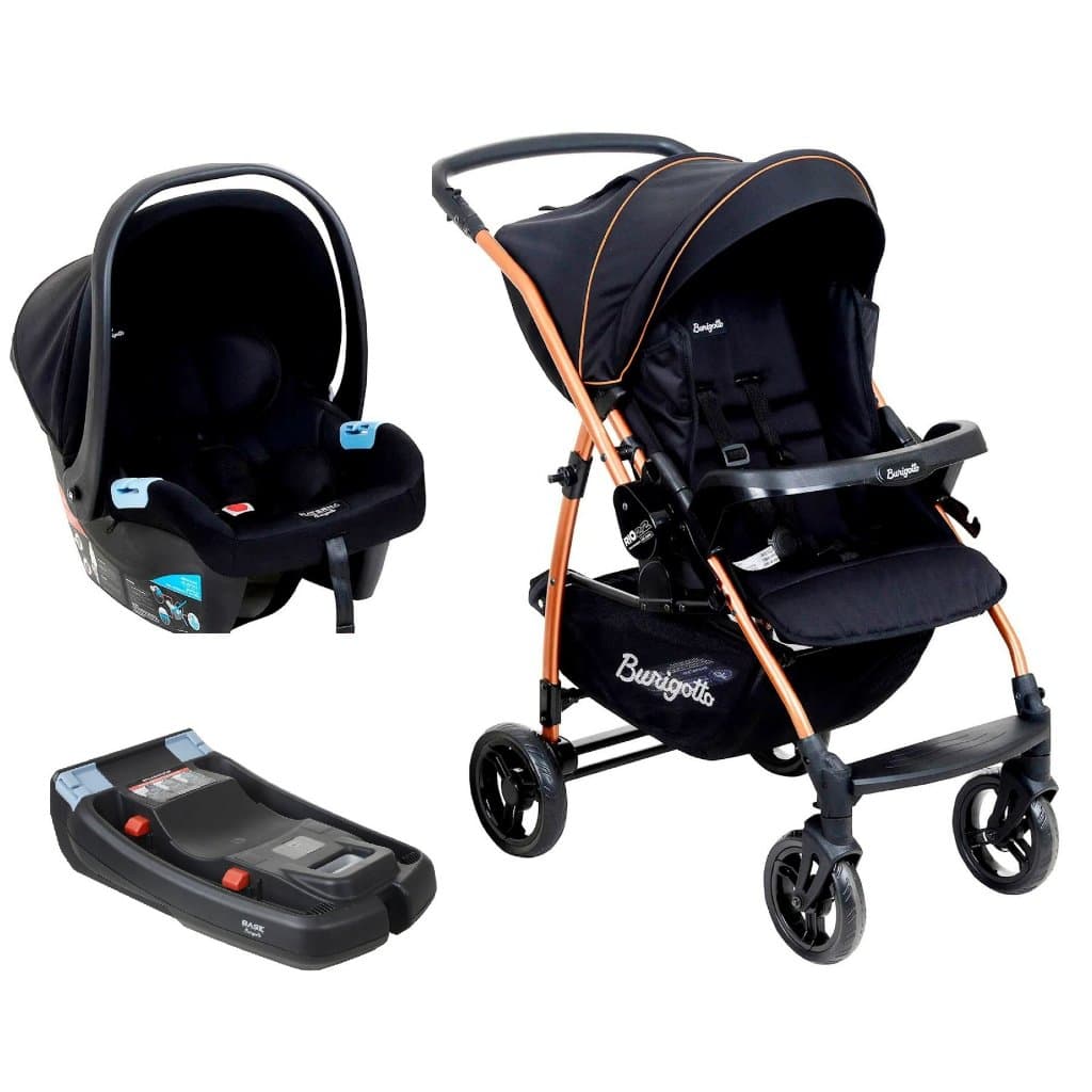 Travel System RIO 22-Preto Cobre Burigotto com Base Belted (0 à 22Kg)