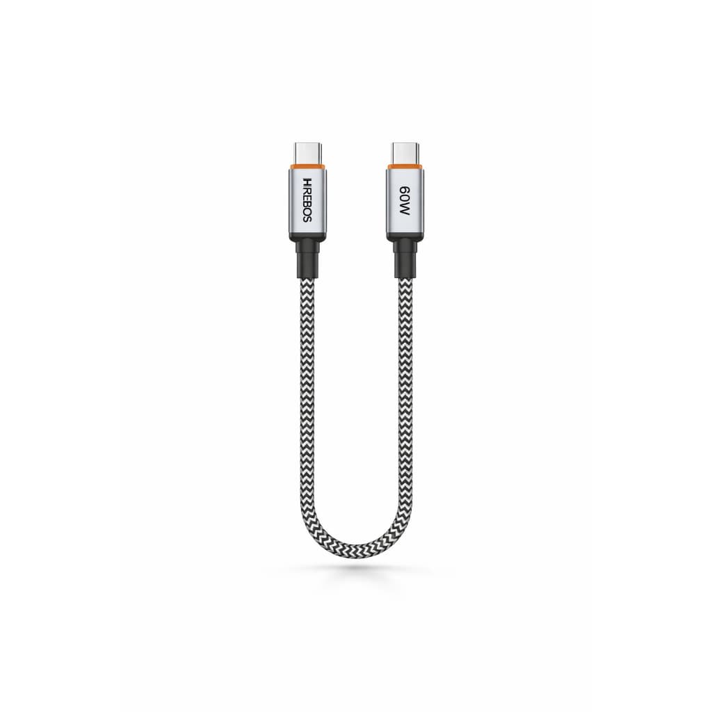 Cabo Tipo C 20cm Curto 60W USB-C Turbo Nylon Reforçado Power Bank Notebook Carro Moto Samsung Xiaomi Iphone 15 16 17