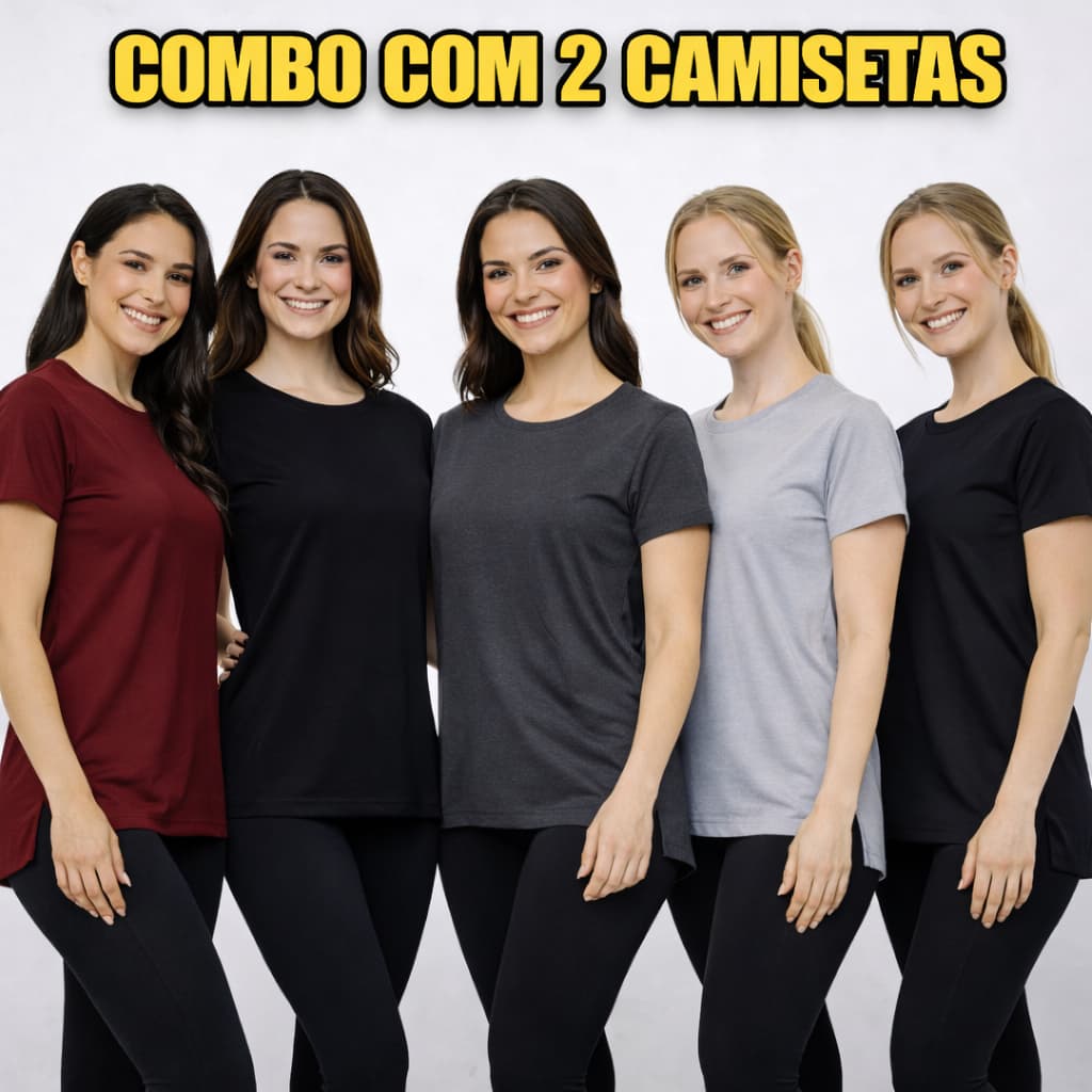 Kit 2 Blusas Fitness Academia Dry Fit Camisa Caminhada Musculação Treino Camiseta Tapa Bum Bum 5 cores