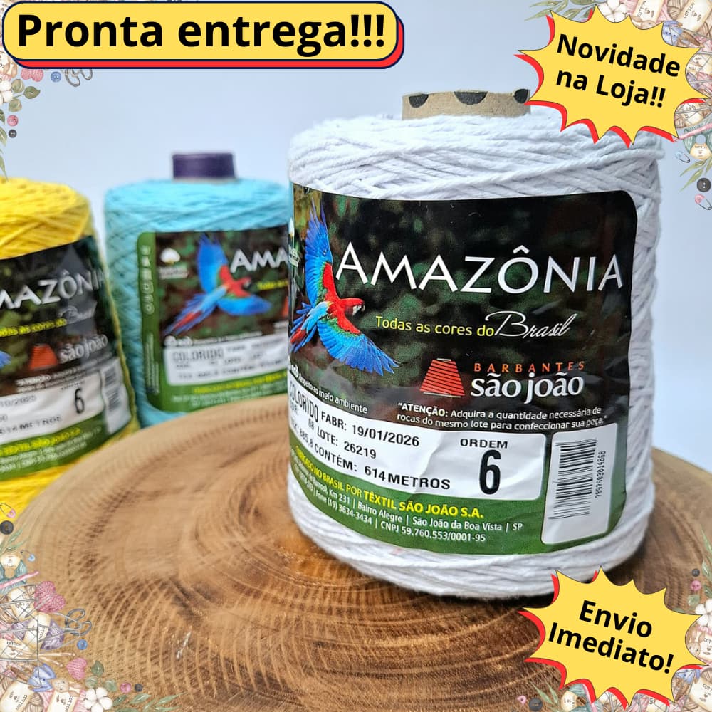 Barbante Amazonia 600g Fio N°6 614m similar ao Barbante Euroroma fio para Crochê e Tricô
