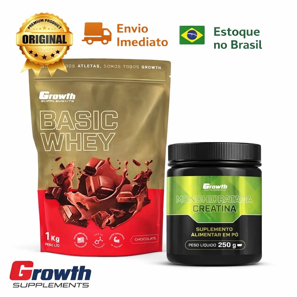 Kit Whey Protein Basic Chocolate 1Kg + Creatina Monohidratada 250g