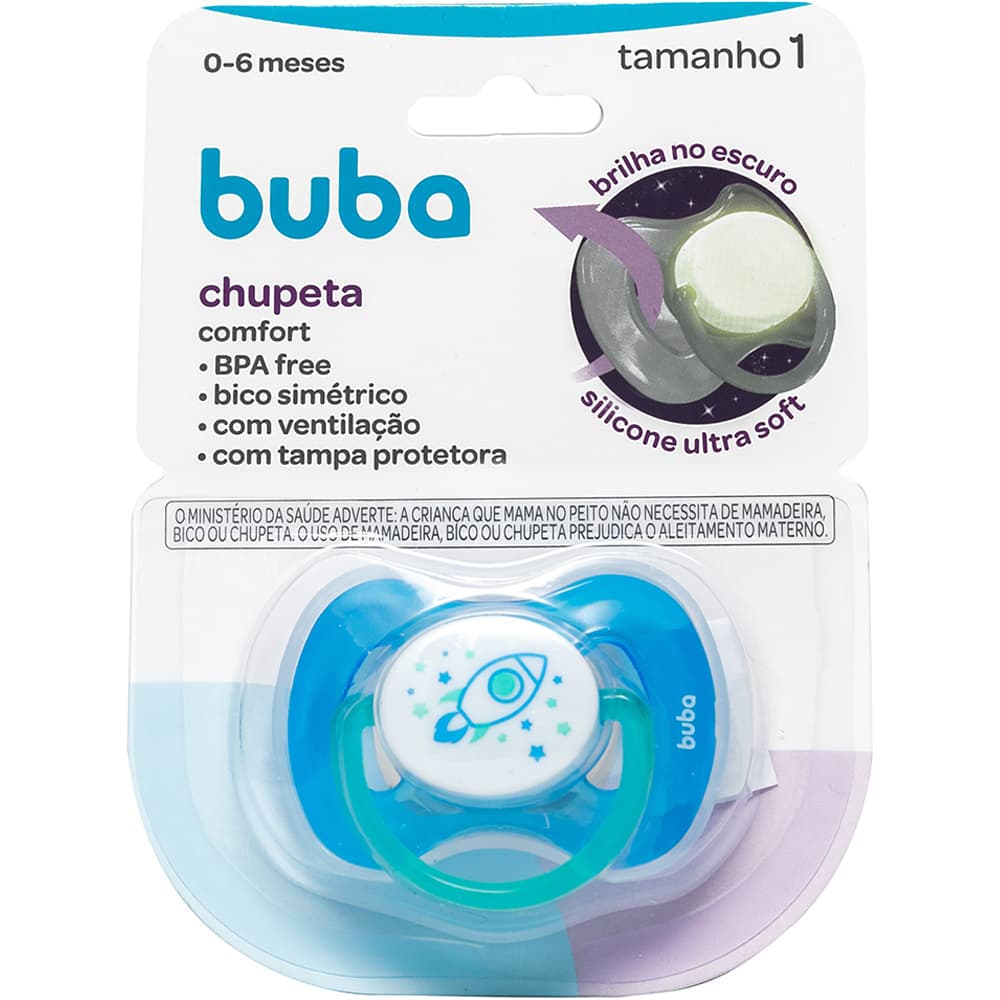Chupeta Silicone Confort Brilha no Escuro Ultra Soft Recém Nascido Bebê Bico Noturna Tam.1 e Tam.2