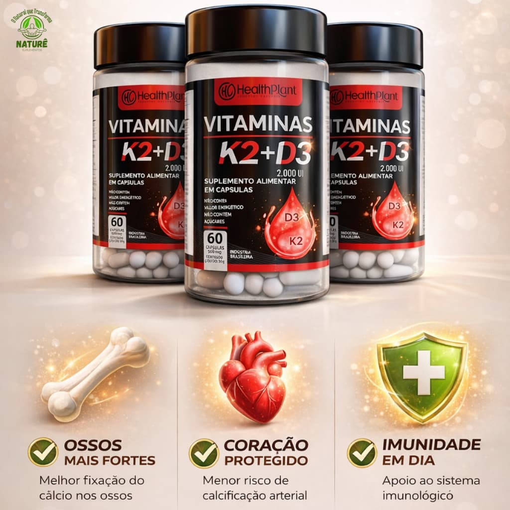 Suplemento VITAMINA K2 Menaquinona + VITAMINA D3 Colecalciferol | Cápsulas Premium Original