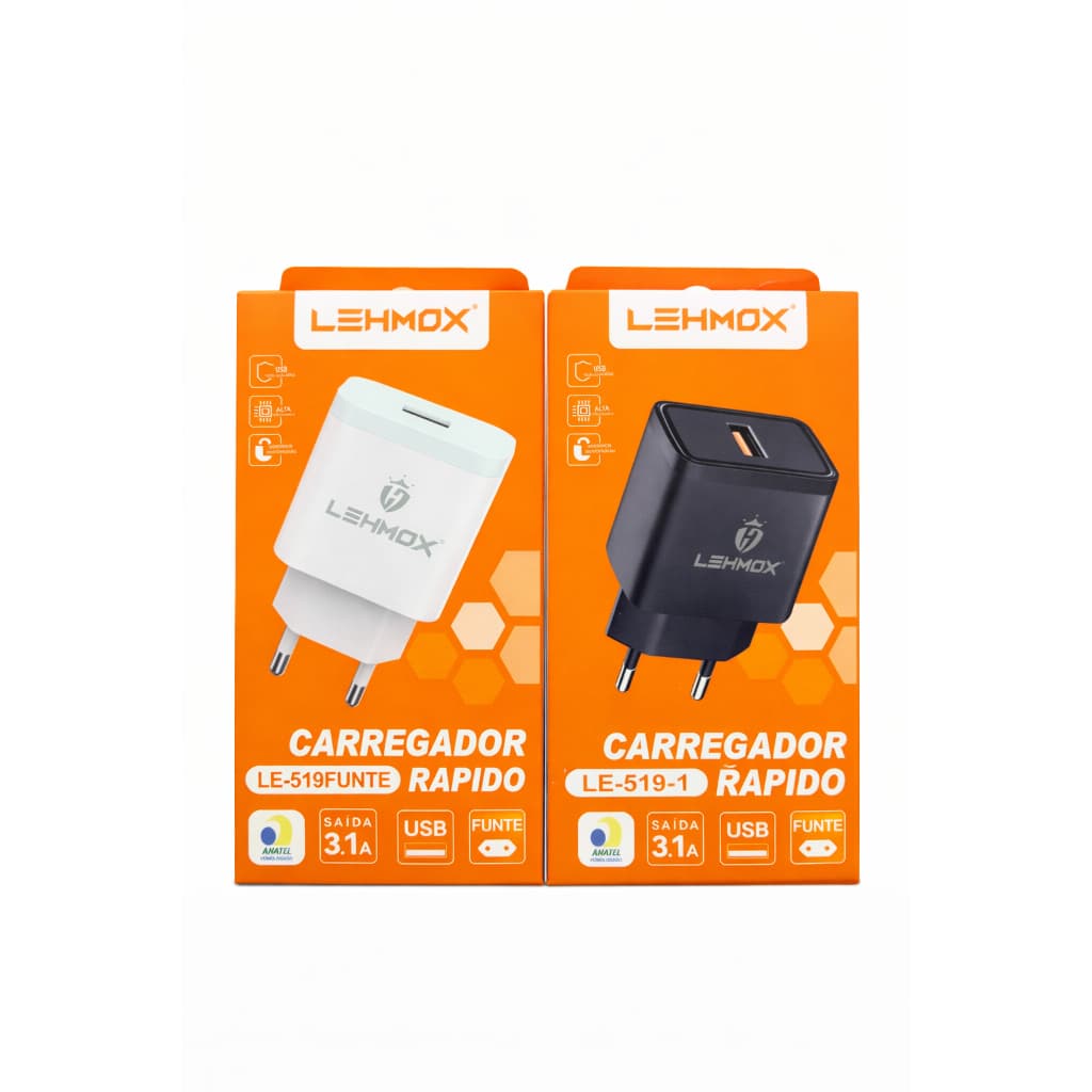 Carregador Rápido | Turbo Lehmox 3.1A USB Bivolt Original | Fonte Carregador de Tomada