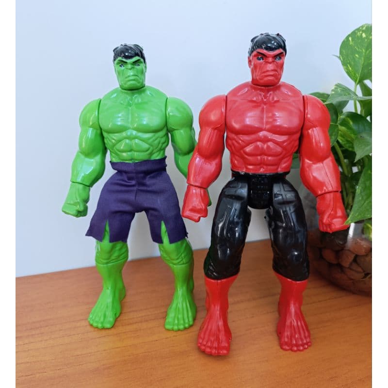 Kit - 2 Bonecos Super Heroi Hulk Verde + Hulk Vermelho - Super Heroi - 30 cm Boneco Articulado