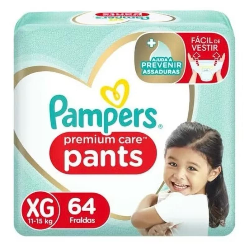 FRALDA PAMPERS PREMIUM CARE XG 64UN PANTS