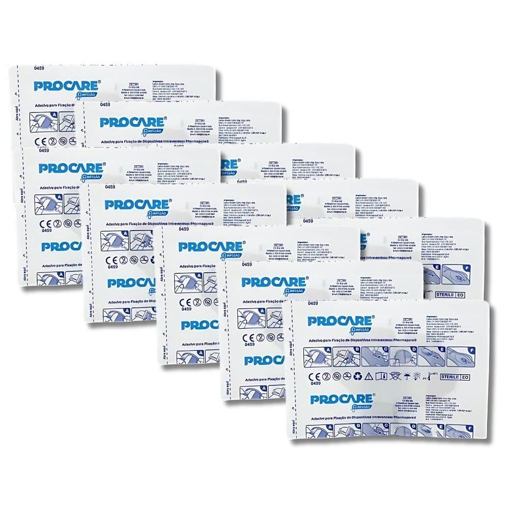 Kit 10 Curativos Fixadores Cateter Pharmapore 8,5x11,5cm Procare Estéreis Adesivos