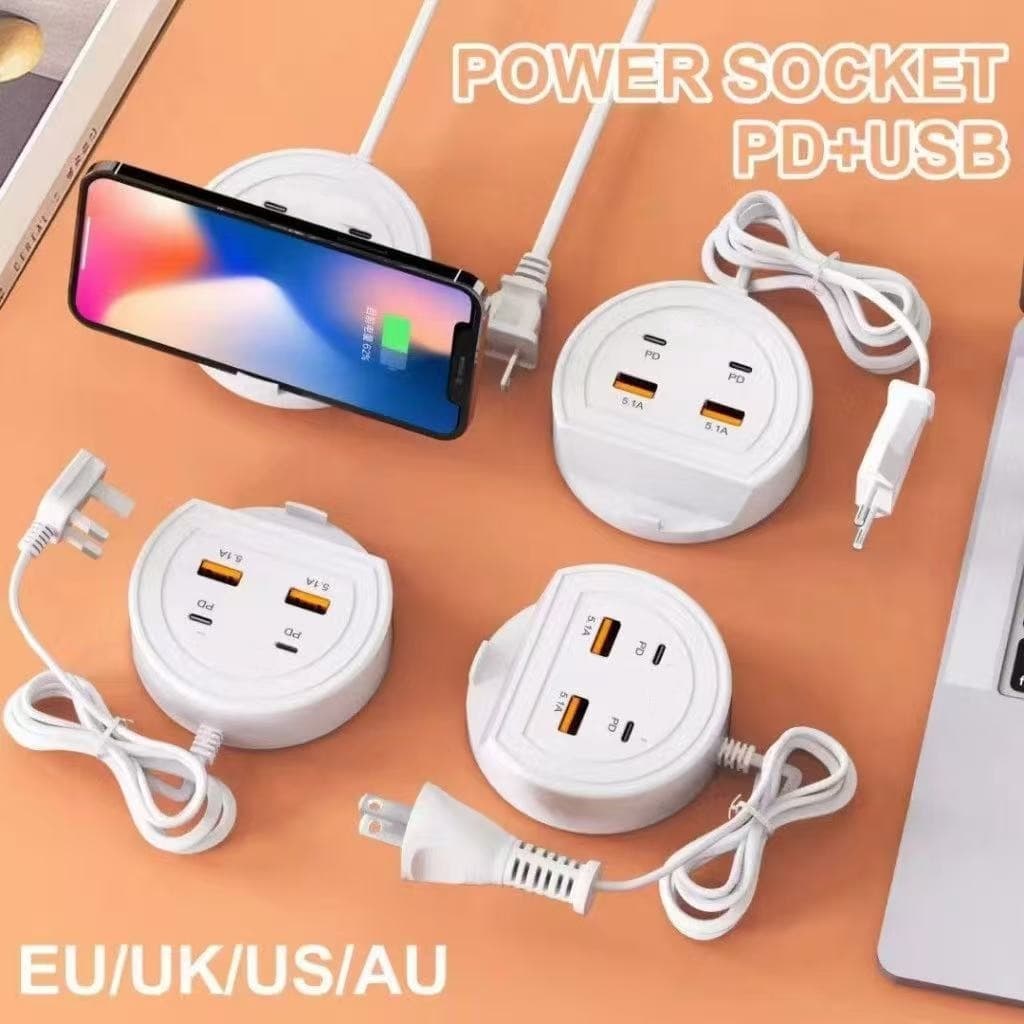 Carregador 2em 1 Turbo 5.1A Rápido USB Tipo C Suporte p/ Celular Universal Tomada Parede Bivolt Mesa