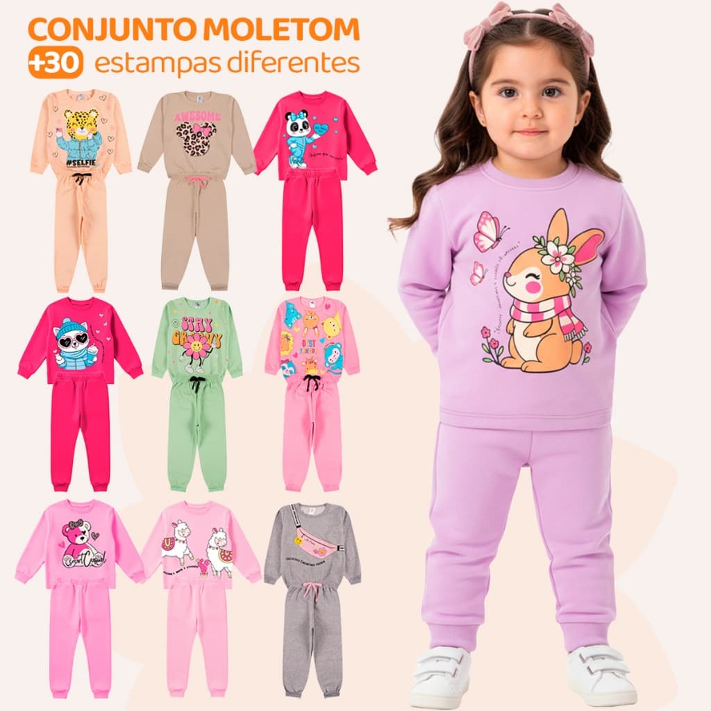 Kit Sortido 4 Peças Moletom Roupa De Bebê Menina Infantil Inverno Peças Moletom Roupa infantil Conjunto Flanelado Frio