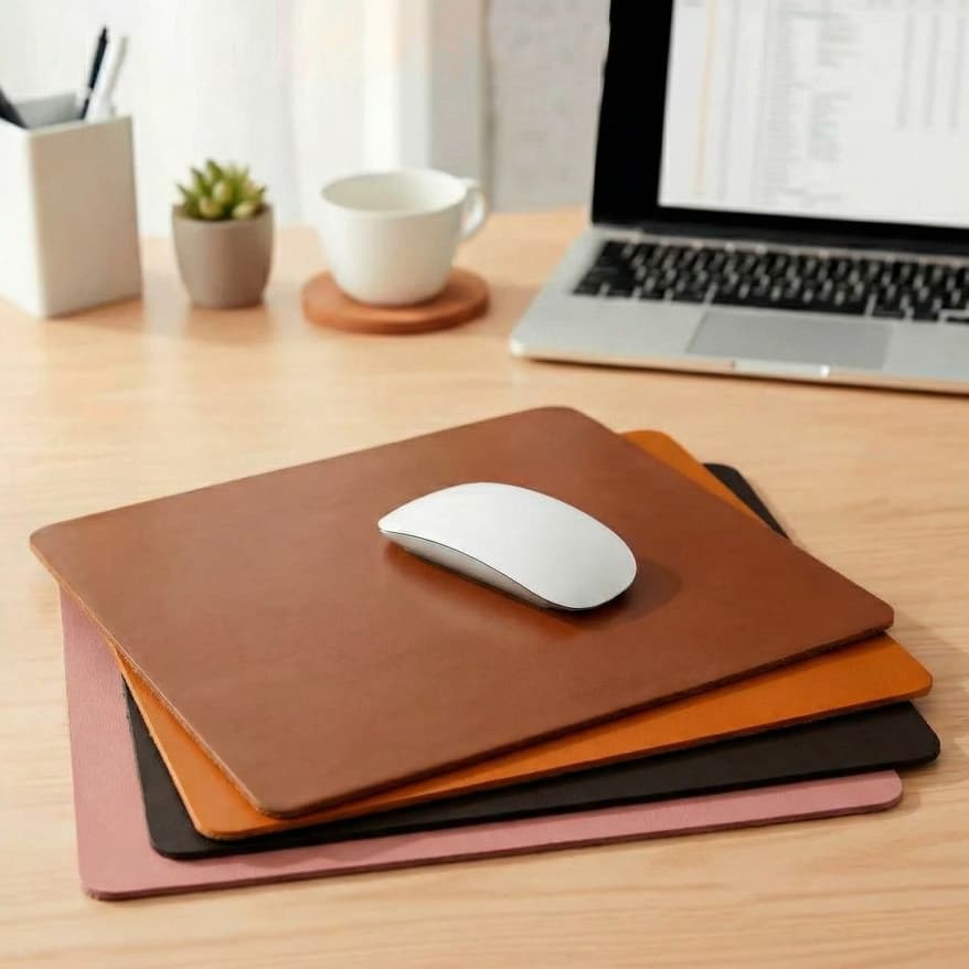 Mouse pad Impermeável Dupla Face Quadrado 20x20 Couro Sintético Resistente Gamer Escritório