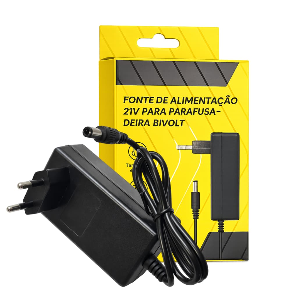 Carregador 21V DC Bivolt para Bateria de Parafusadeira/Furadeira Pino P4 – BOM5591
